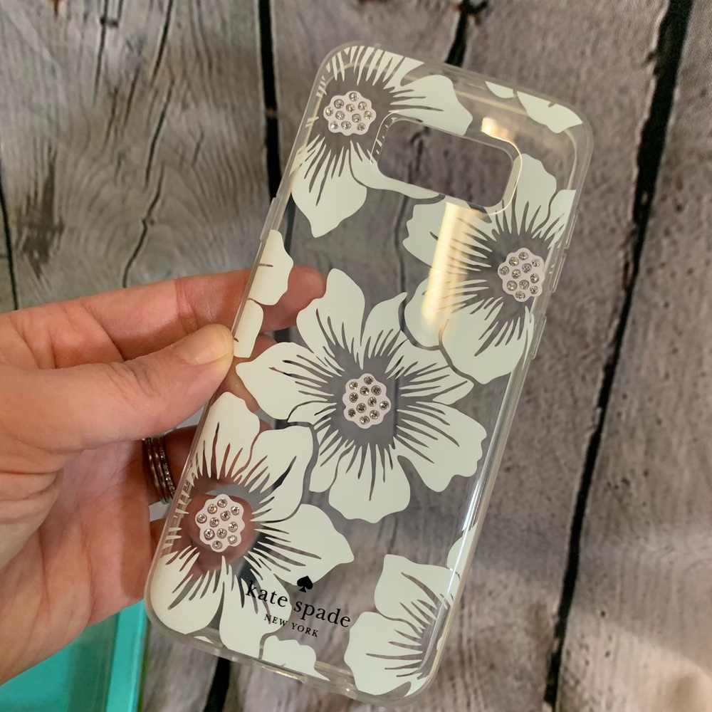 5/$20 Kate Spade Samsung Galaxy S8+ Cover Case Hollyhock Floral Clear White Gems - Picture 9 of 10